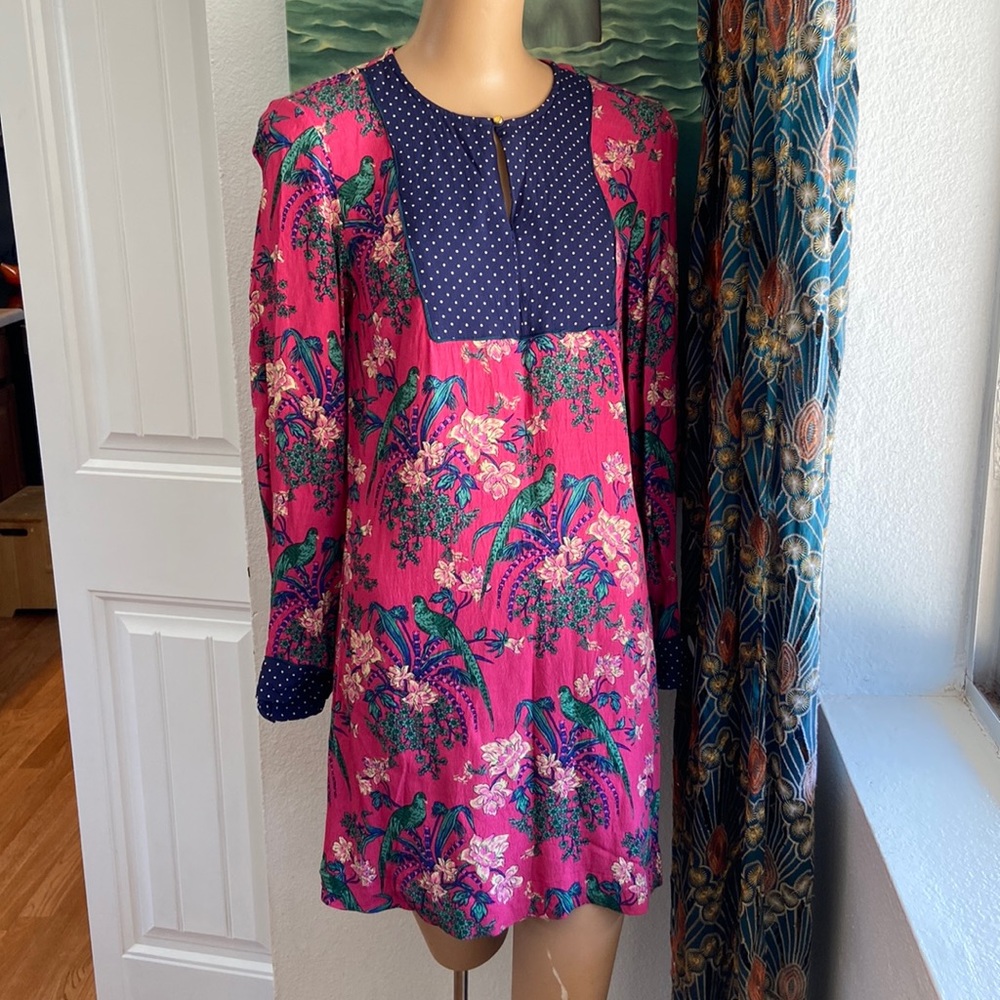 Maeve peacocks polka dot dress